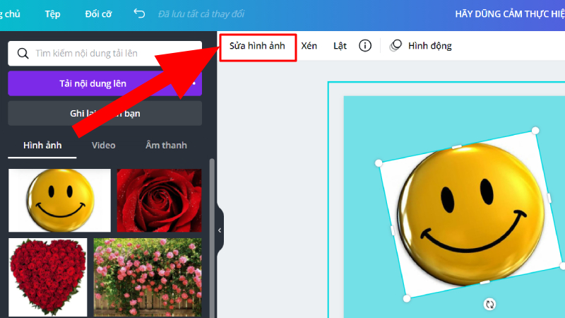 Nhấn chọn Sửa h&igrave;nh ảnh để tiếp tục qu&aacute; tr&igrave;nh